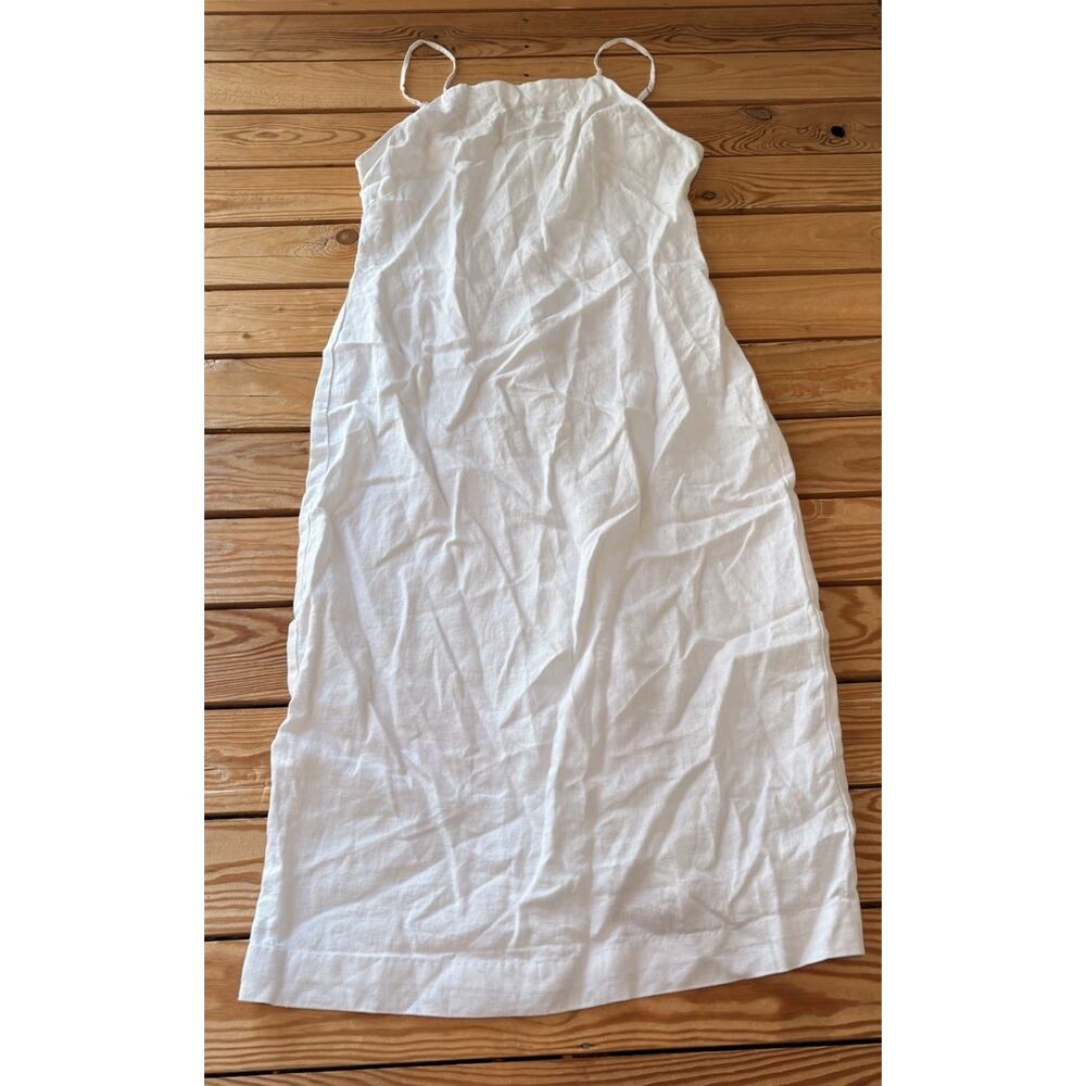 Madewell NWT Women’s Goldie Midi Sleeveless Linen Dress Size 8 White E2